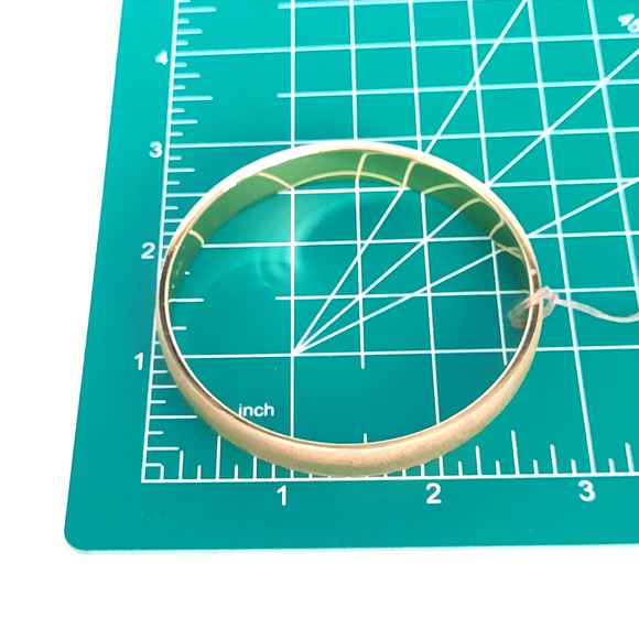 Monet Vintage Signed Gold Tone Textured Brushed Surface Bangle Bracelet - Picture 8 of 8